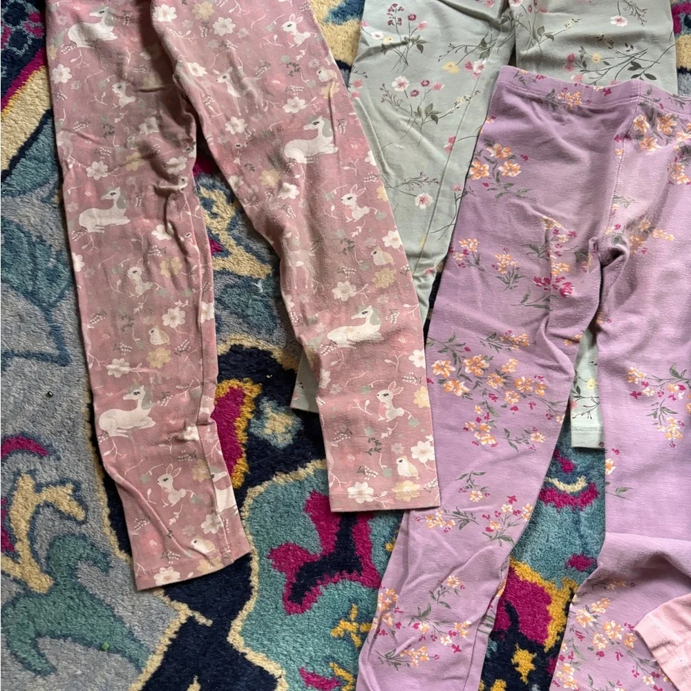 The Children's Place Floral print Leggings Pink, Lavender, bundle lot set 5T